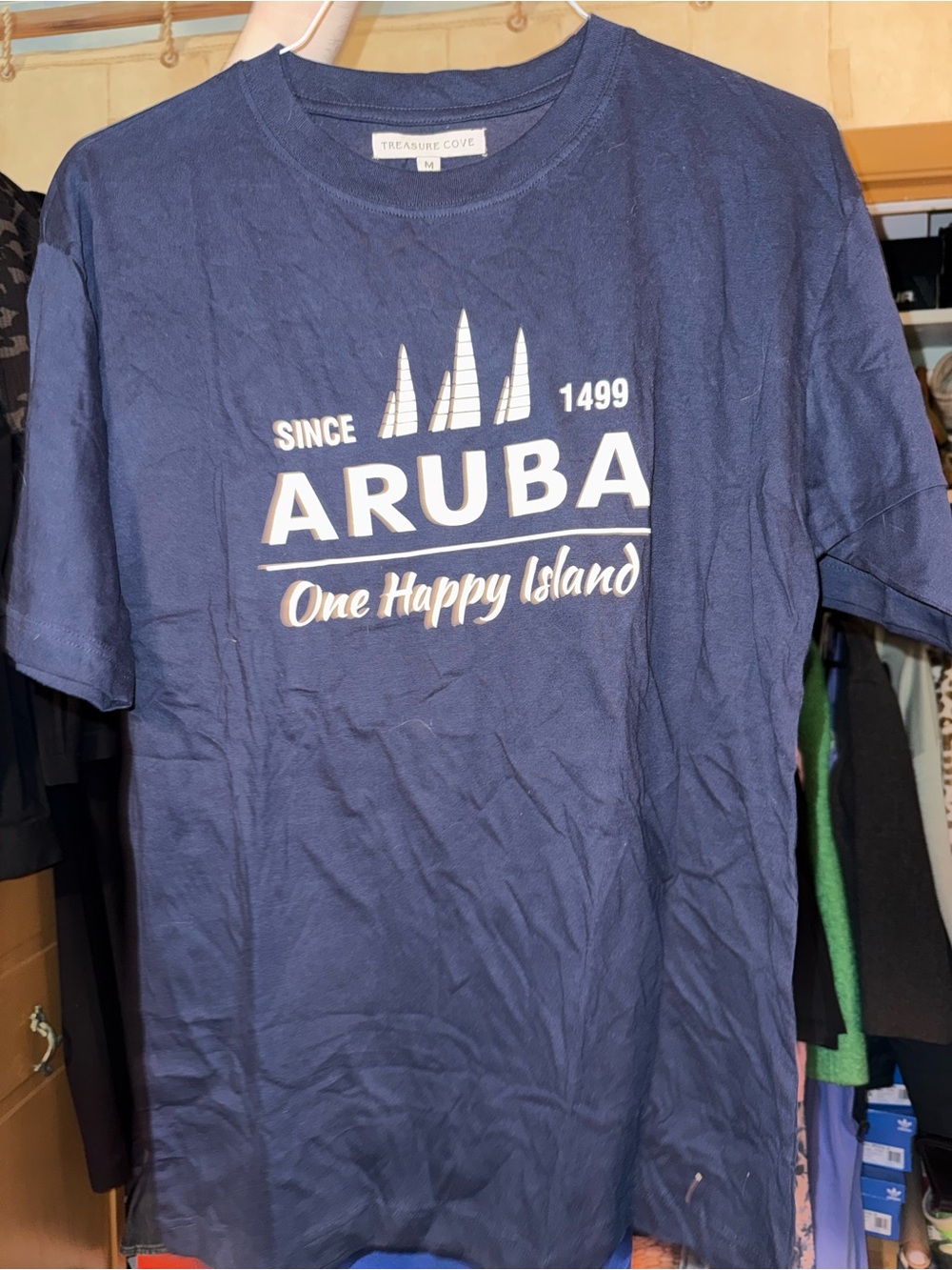Aruba 'One Happy Island' Navy Men's T‑Shirt